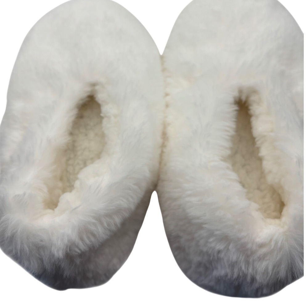 Unbranded White Faux Fur Plush Slippers Cozy House Shoes Soft Fuzzy Loungewear